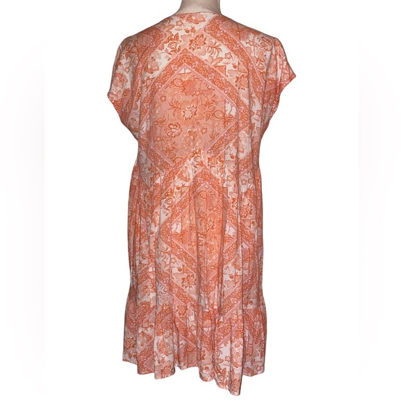 MittoShop Midi Dress Orange and White Size Small - Picture 2 of 4